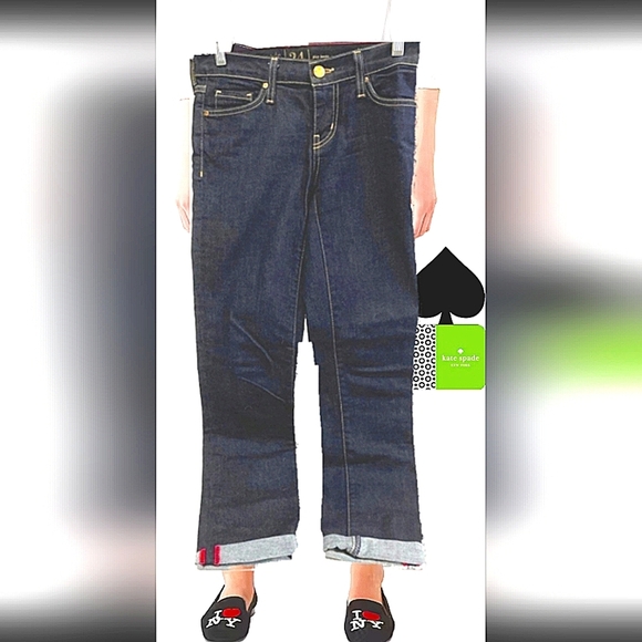 KATE SPADE♠️ 'BROOME' STREET INDIGO WASH SKINNY Dark Blue Jeans 24 - Picture 1 of 8